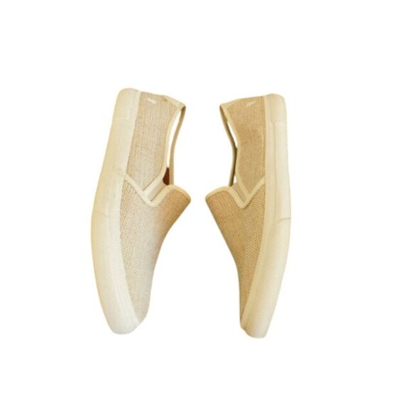 Frye Size 9.5 Canvas Upper Slip On Leather Flats Shoes - Picture 3 of 4